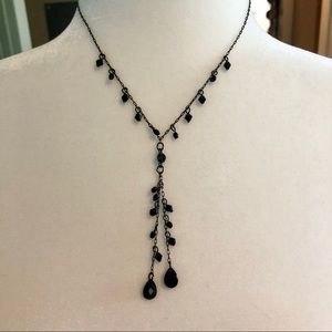 Dainty Black Jeweled Necklace